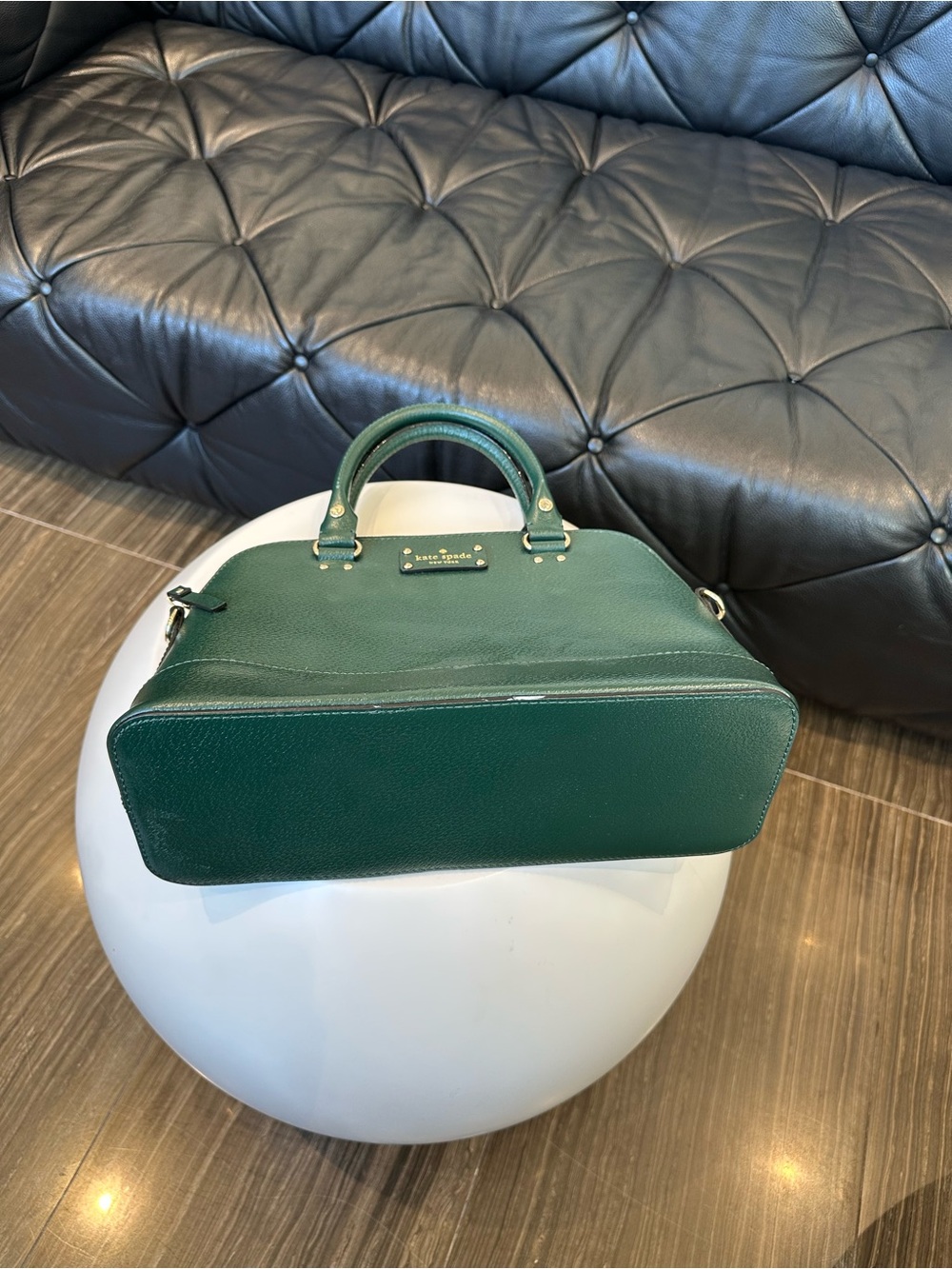 kate spade Emerald Green Pebbled Leather Dome Satchel - Picture 3 of 7